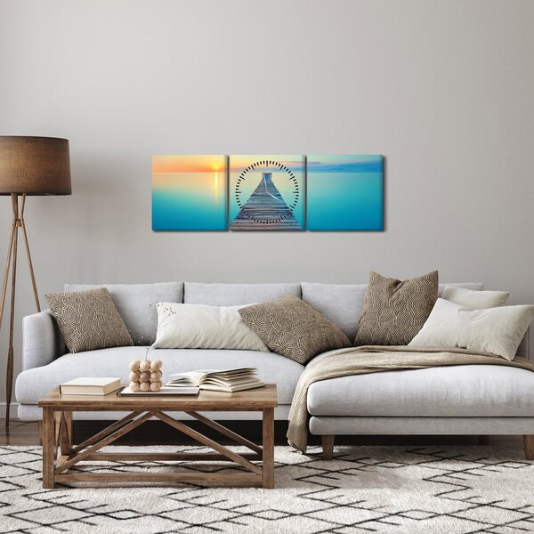 Obraz - Mólo do nekonečna (s hodinami) (90x30 cm)