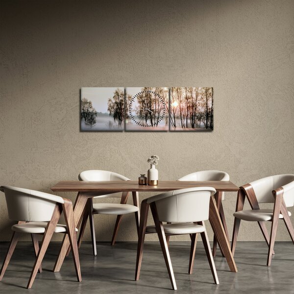 Obraz - Ranná sychravosť (s hodinami) (90x30 cm)