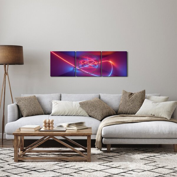 Obraz modernej abstrakcie (s hodinami) (90x30 cm)