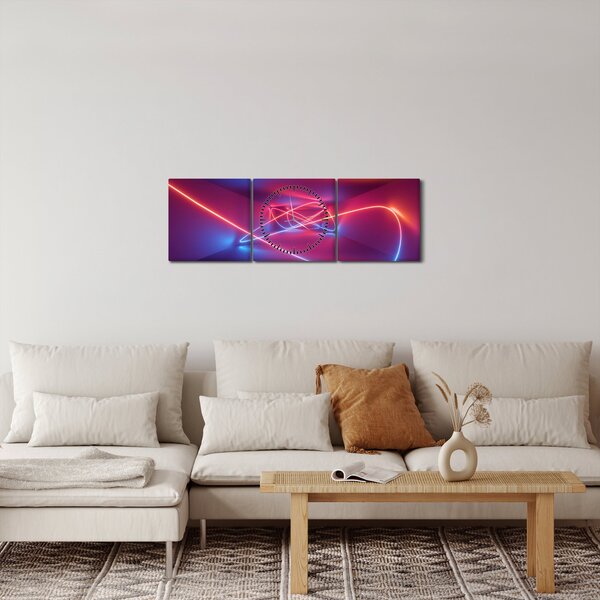 Obraz modernej abstrakcie (s hodinami) (90x30 cm)