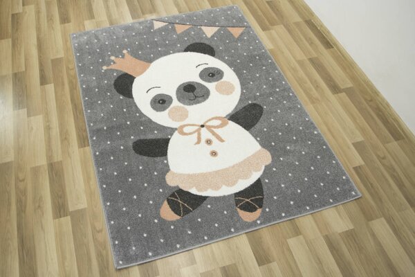 Detský koberec Lima C883A Panda sivý / krémový / ružový