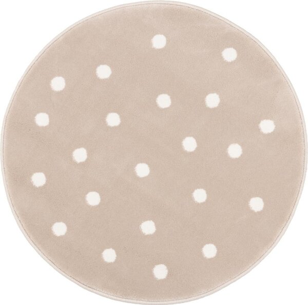 Koberec FD Lush bodky, svetlobéžový kruh