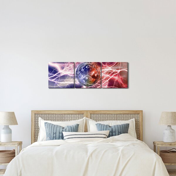 Obraz - Zemeguľa pod prúdom (s hodinami) (90x30 cm)