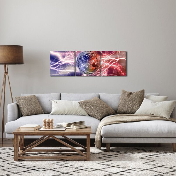 Obraz - Zemeguľa pod prúdom (s hodinami) (90x30 cm)