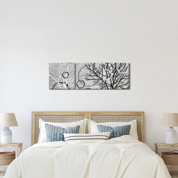 Abstraktný obraz so stromami (s hodinami) (90x30 cm)