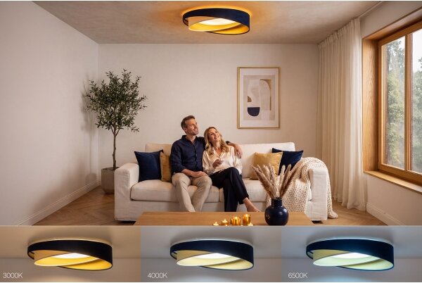 LED stmievateľné stropné svietidlo SM. GALAXY M. 24W/230V priemer 55 cm modrá/biela/zlatá + DO