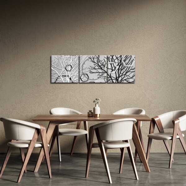 Abstraktný obraz so stromami (s hodinami) (90x30 cm)