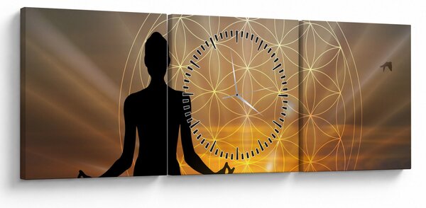 Obraz meditácie (s hodinami) (90x30 cm)