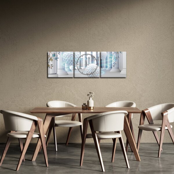 Abstraktný obraz v antickom štýle (s hodinami) (90x30 cm)