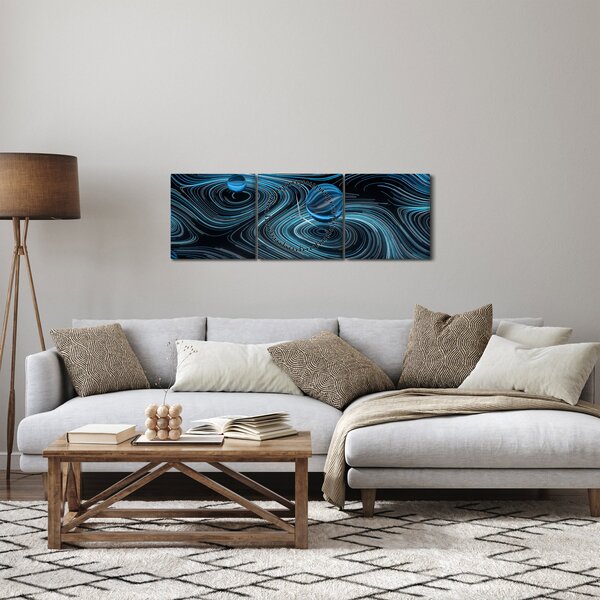Abstraktný obraz (s hodinami) (90x30 cm)