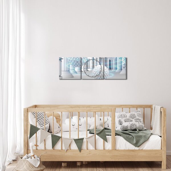 Abstraktný obraz v antickom štýle (s hodinami) (90x30 cm)