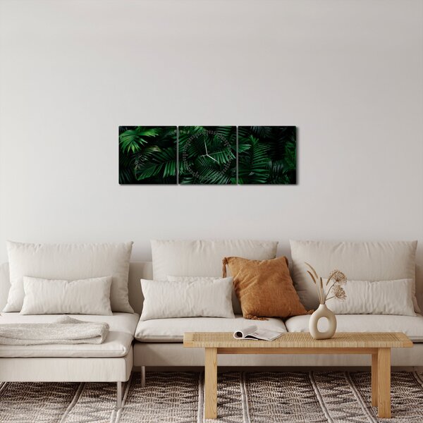 Obraz - Tropické papradie (s hodinami) (90x30 cm)