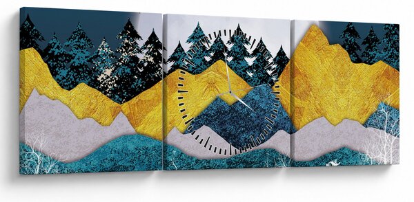 Obraz - Polárna krajina (s hodinami) (90x30 cm)