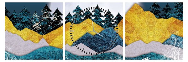 Obraz - Polárna krajina (s hodinami) (90x30 cm)
