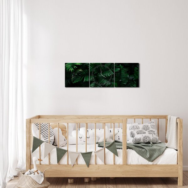 Obraz - Tropické papradie (s hodinami) (90x30 cm)