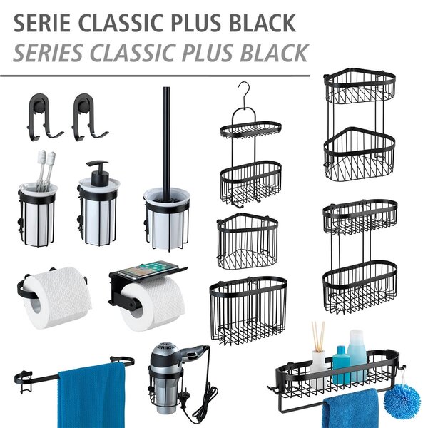 WENKO WC kefa BEZ VŔTANIA Classic Plus čierna 36x11x12 cm