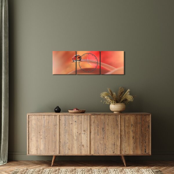 Obraz kvetinové kvapky rosy (s hodinami) (90x30 cm)