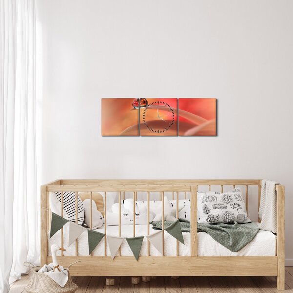 Obraz kvetinové kvapky rosy (s hodinami) (90x30 cm)