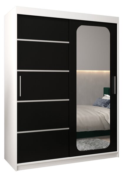 Zrkadlová skriňa DONICELA 3 - 150 cm, biela / čierna