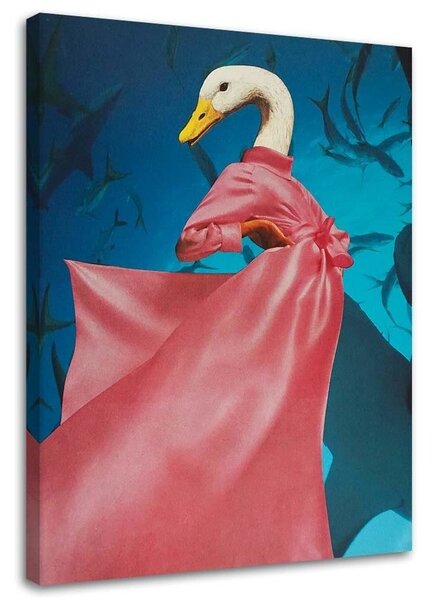 Obraz na plátne Kačica v ružových šatách - Lili Chartrand Rozmery: 40 x 60 cm