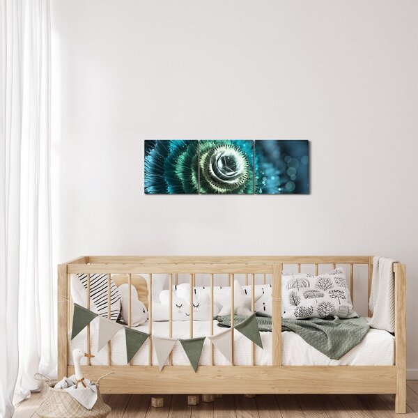 Obraz - Kvet v detaile (s hodinami) (90x30 cm)