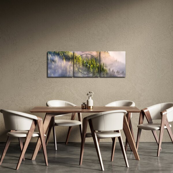 Obraz horskej krajiny (s hodinami) (90x30 cm)
