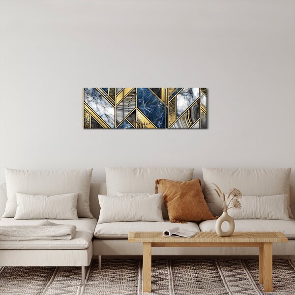 Obraz umelecké abstrakcie (s hodinami) (90x30 cm)