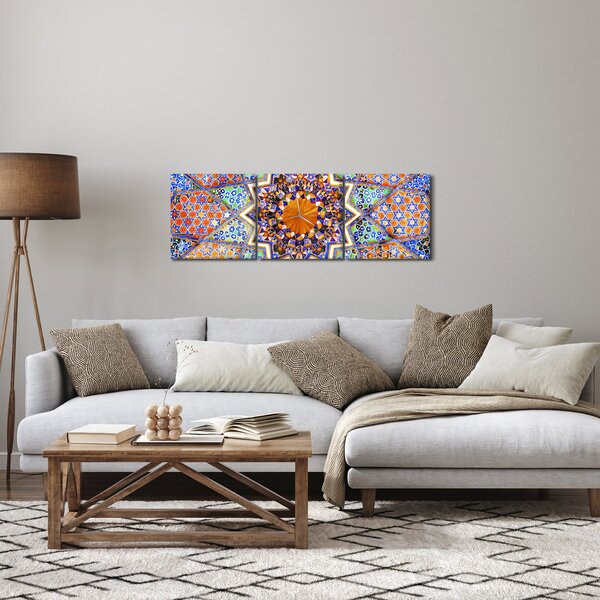 Obraz mozaiky (s hodinami) (90x30 cm)