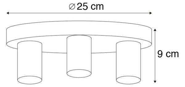 Stropné svietidlo Facil, 3-plameňové, čierna, Čierna, Obývacia izba / jedáleň, kov, Stropné svetlo