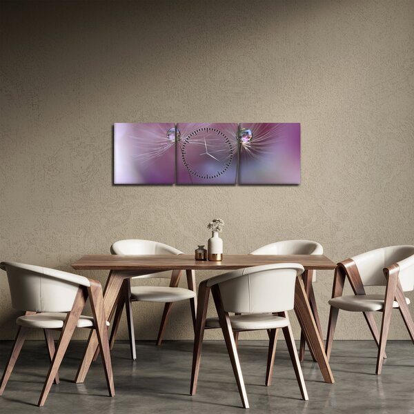 Obraz kvapôčok na páperí (s hodinami) (90x30 cm)
