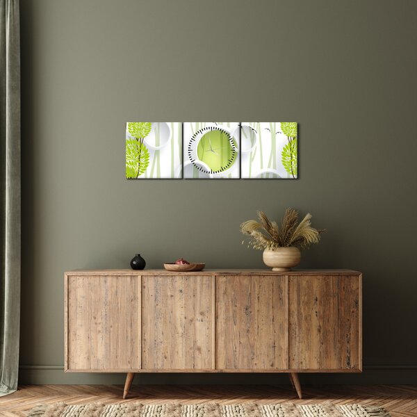 Obraz abstrakcie so stromami (s hodinami) (90x30 cm)