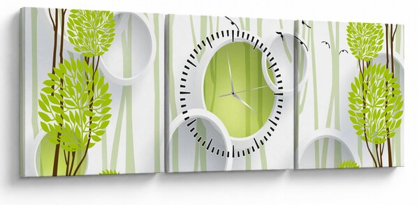 Obraz abstrakcie so stromami (s hodinami) (90x30 cm)