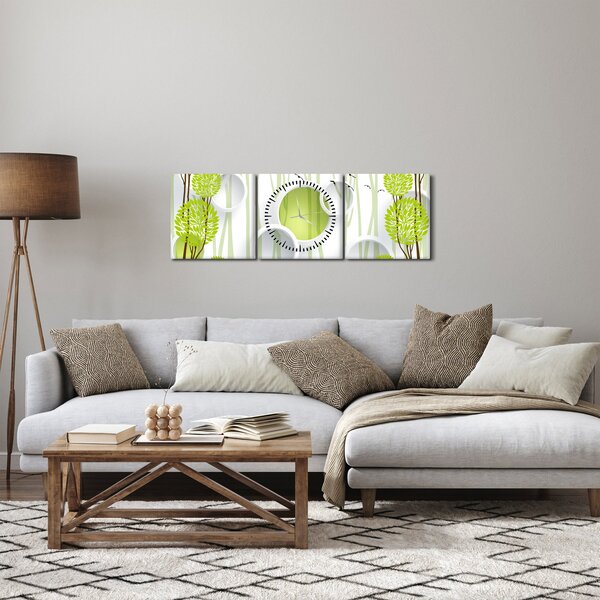 Obraz abstrakcie so stromami (s hodinami) (90x30 cm)