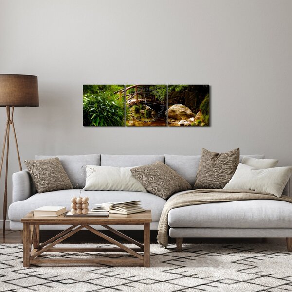 Obraz - Most cez riečku (s hodinami) (90x30 cm)