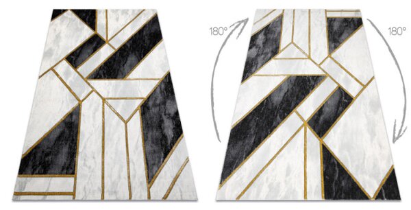 Koberec EMERALD exkluzívny 1015 glamour, styl marmur, geometrický čierny / zlatý