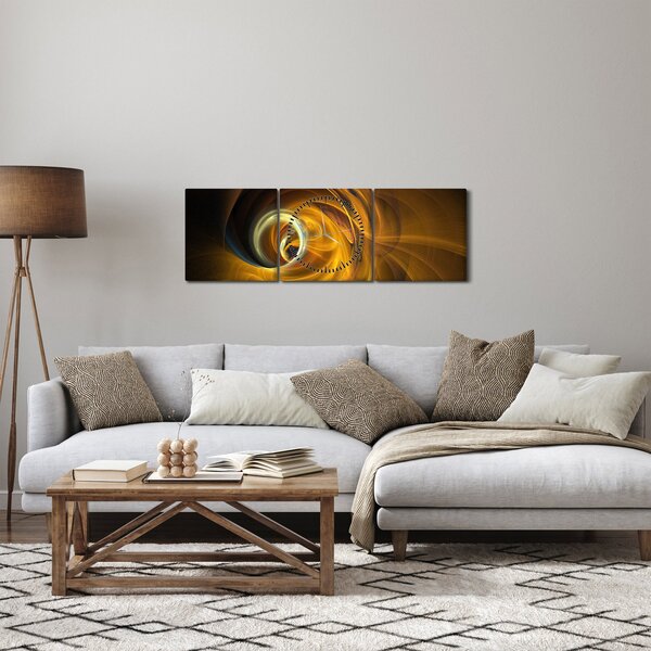 Obraz - Abstrakcia v pohybe (s hodinami) (90x30 cm)