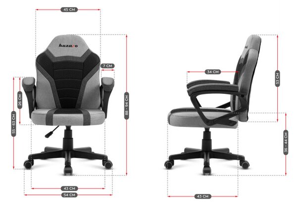 Detská herná stolička Ranger - 1.0 sivá mesh