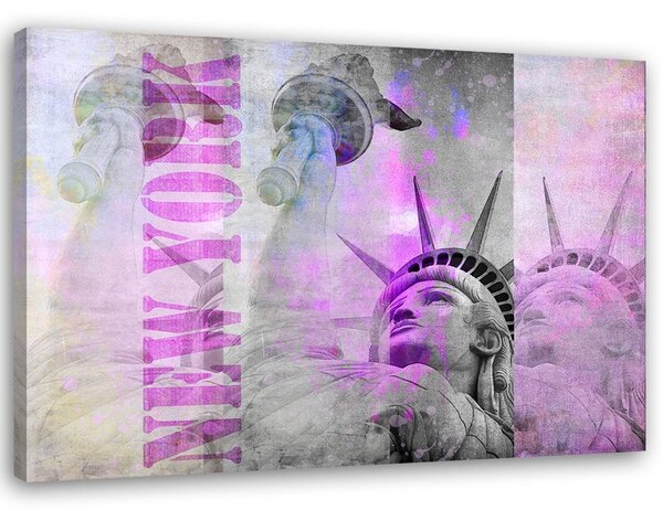Obraz Socha slobody a nápis New York - Andrea Haase Veľkosť: 100 x 70 cm, Prevedenie: Obraz na plátne