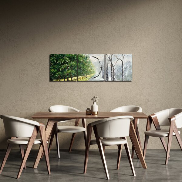 Obraz - Zima versus leto (s hodinami) (90x30 cm)