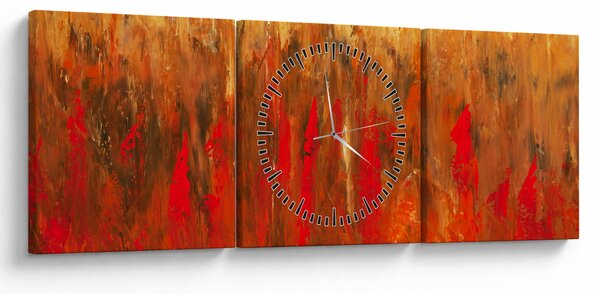 Obraz maľované abstrakcie (s hodinami) (90x30 cm)