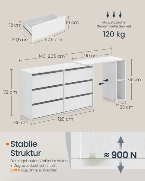 Komoda s nastaviteľným stolíkom LTS656W01