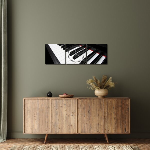 Obraz klávesov piána (s hodinami) (90x30 cm)