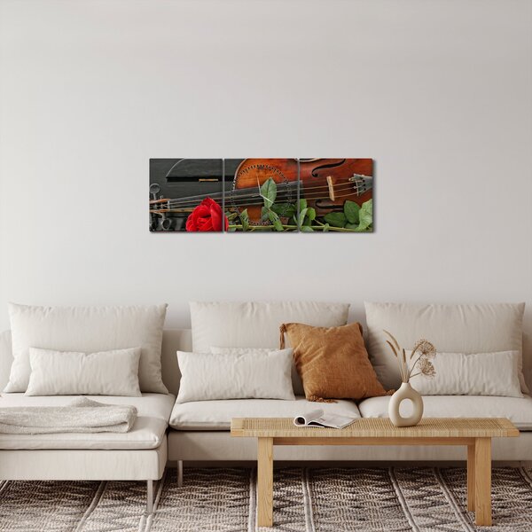 Obraz - Spomienka na hudobníka (s hodinami) (90x30 cm)