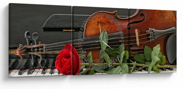 Obraz - Spomienka na hudobníka (s hodinami) (90x30 cm)