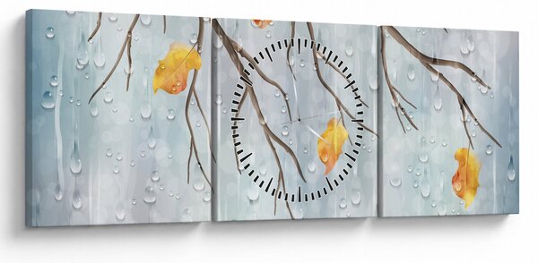 Obraz - Daždivý jeseň (s hodinami) (90x30 cm)
