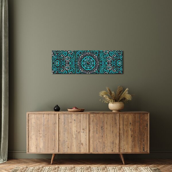 Obraz ornamentálne abstrakcie (s hodinami) (90x30 cm)