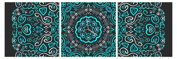 Obraz ornamentálne abstrakcie (s hodinami) (90x30 cm)