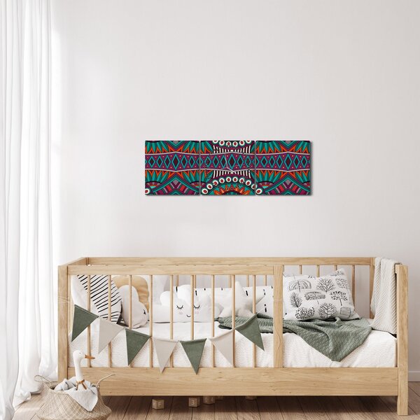 Obraz ornamentálne abstrakcie (s hodinami) (90x30 cm)