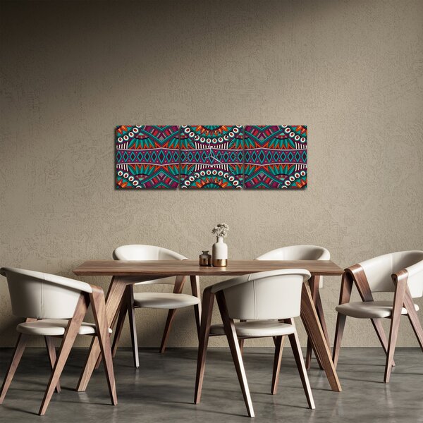 Obraz ornamentálne abstrakcie (s hodinami) (90x30 cm)