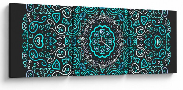 Obraz ornamentálne abstrakcie (s hodinami) (90x30 cm)